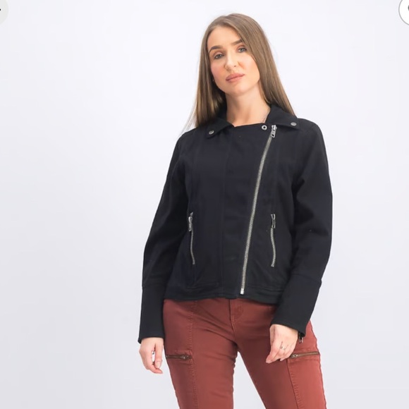 Liverpool Full Zip Black Denim Jacket NWT | Liverpool Zip-Up Jacket Size XS- - Picture 2 of 8